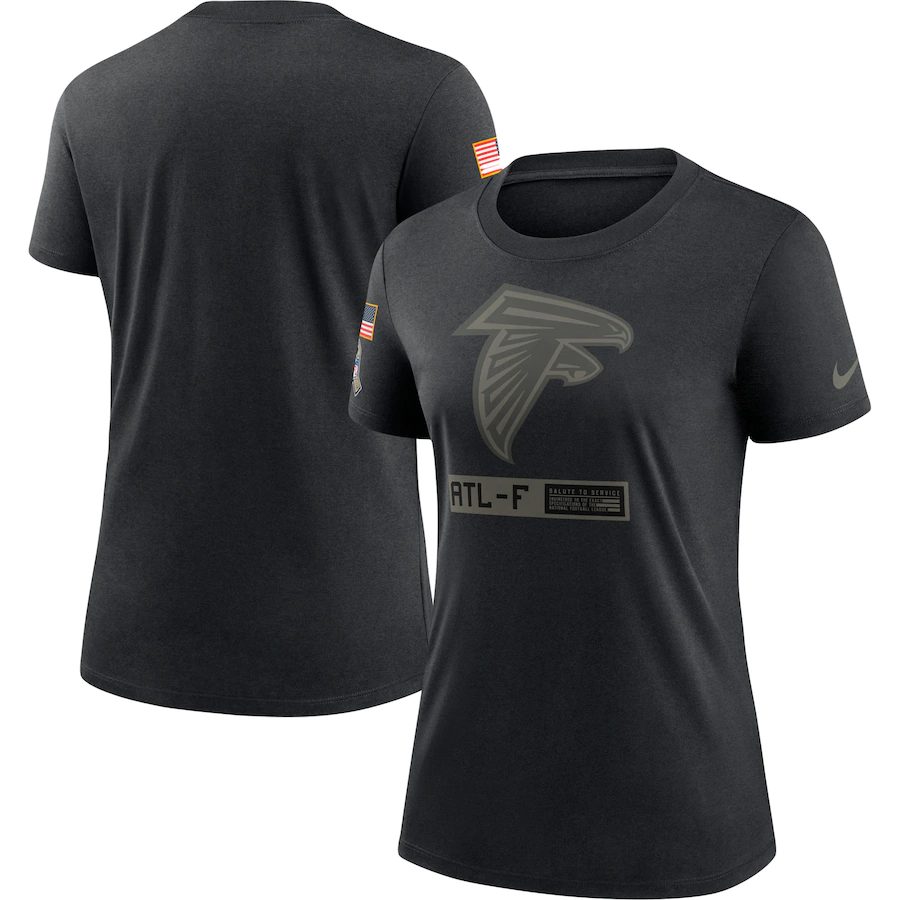 Women's Atlanta Falcons 2020 Black Salute To Service Performance T-Shirt (Run Small)